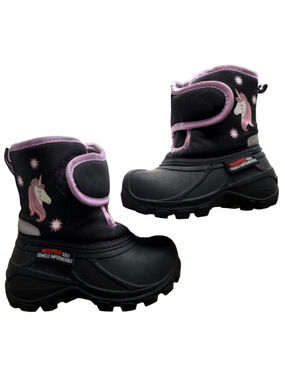 Baby Black Purple Unicorn Rain & Snow Boots Size 6